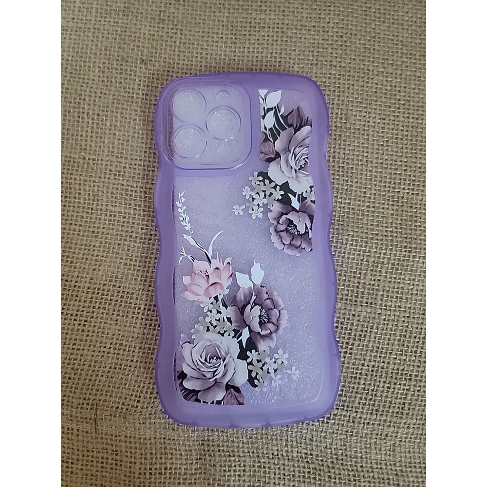 For iPhone 16 15 14 13 12 11 Pro Max Plus Purple Floral Flower Phone Case